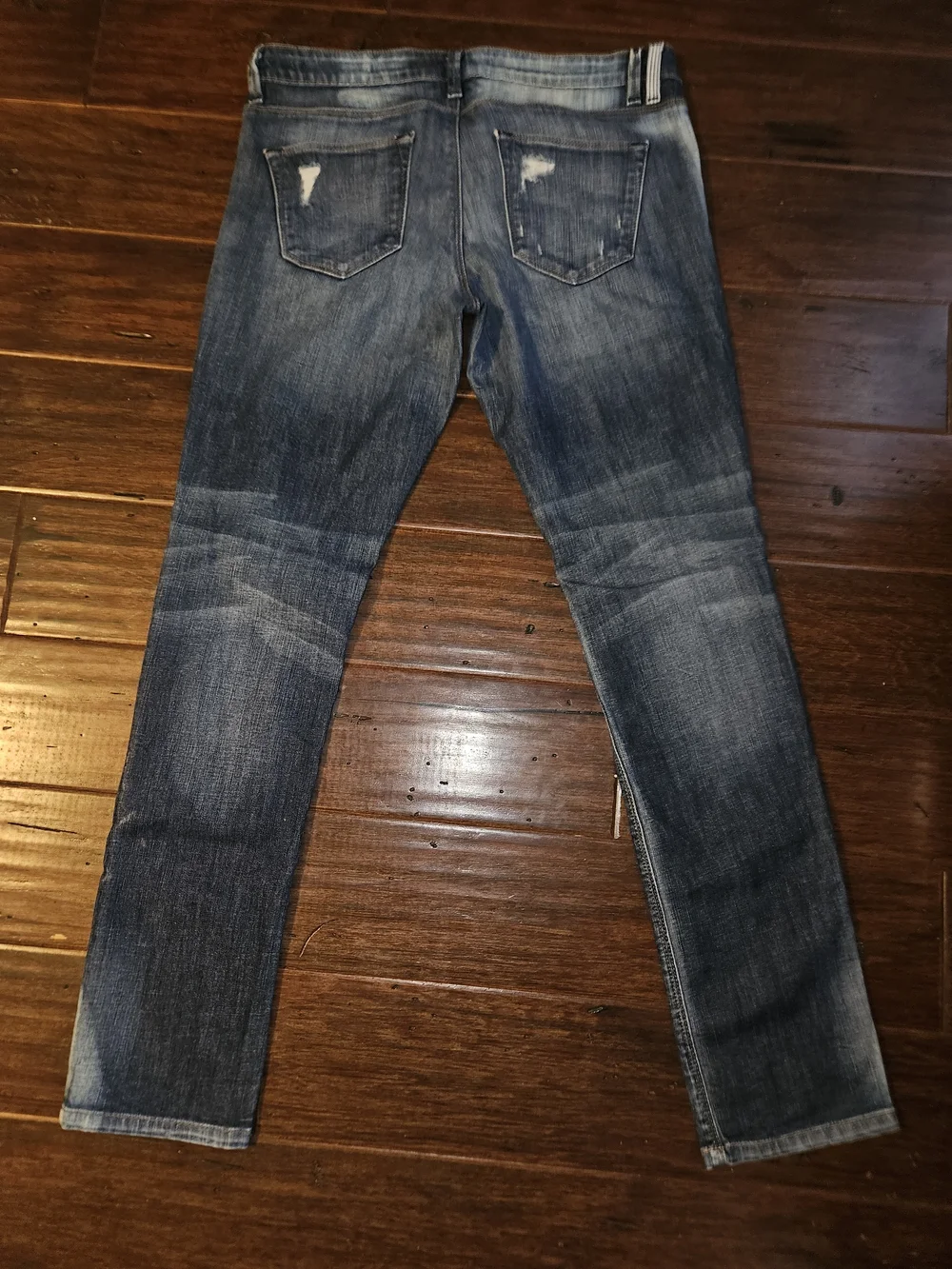 Women's Distressed Blue Denim Jeans - Slim Fit Sz 28x29